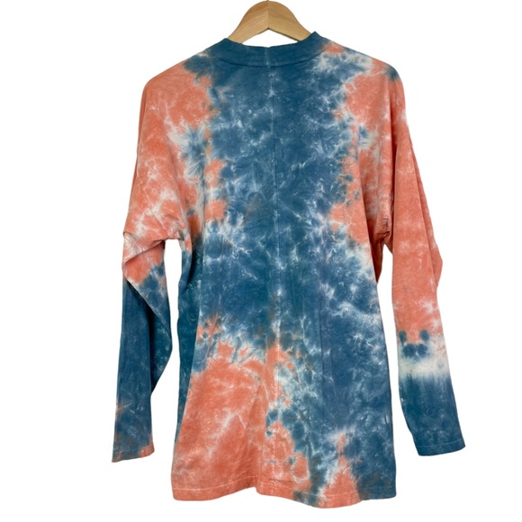 Free People Oversized Tie Dye Pink Blue Tee Shirt - Picture 4 of 16